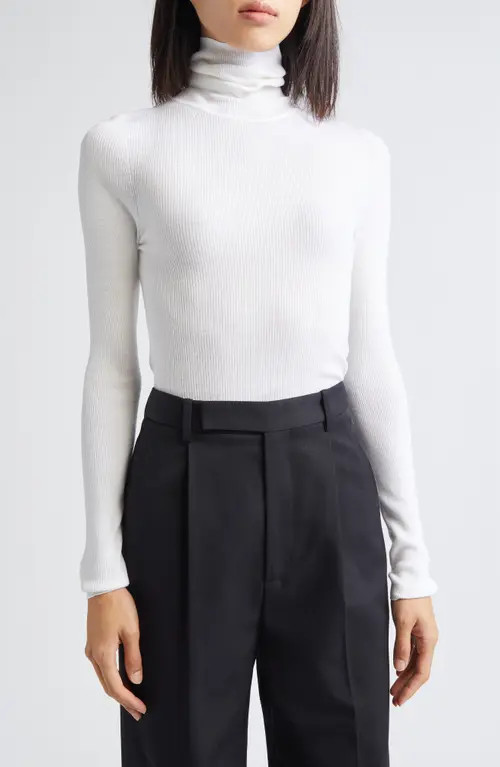 TWP Wool Rib Turtleneck Top in Ivory at Nordstrom, Size Small | Nordstrom