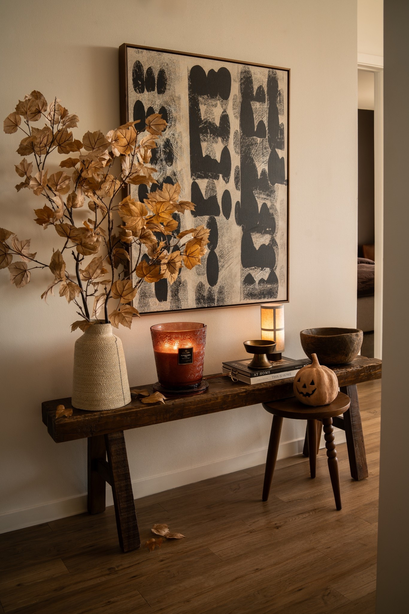 Fall entryway inspo! Love the subtle hints to fall with a little pumpkin and warm tones  

#LTKHalloween #LTKHome #LTKSeasonal