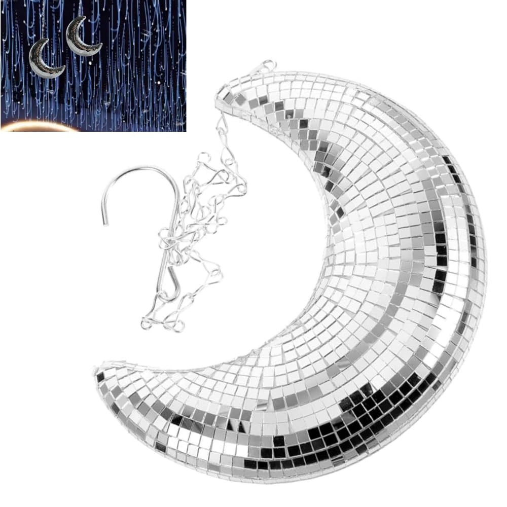 Disco Ball Moon Shaped Decor,Glass Mirror Rotating Ball for Parties, Weddings, Stage,Nightclubs,C... | Amazon (CA)