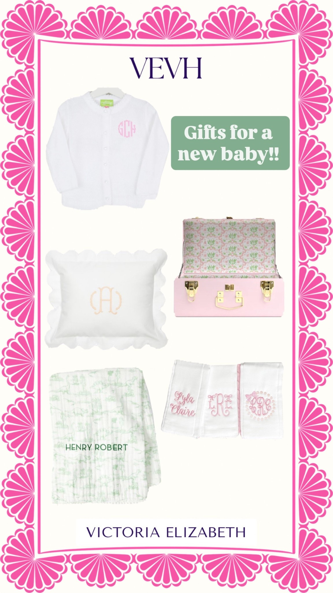 New baby gift guide!! These cute items are ones I go to whenever a friend or loved one adds to their family!!! Who doesn’t love a little monogrammed cardigan 🤍🌸

#LTKBaby