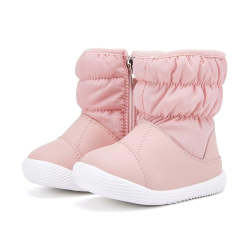 BMCiTYBM Baby Boy Girl Snow Boots Waterproof Infant Winter Warm Booties Nonslip Lightweight Outdoor Shoes for Cold Weather 6 9 12 18 24 Months Pink Size 6-12 Months Toddler | Amazon (US)