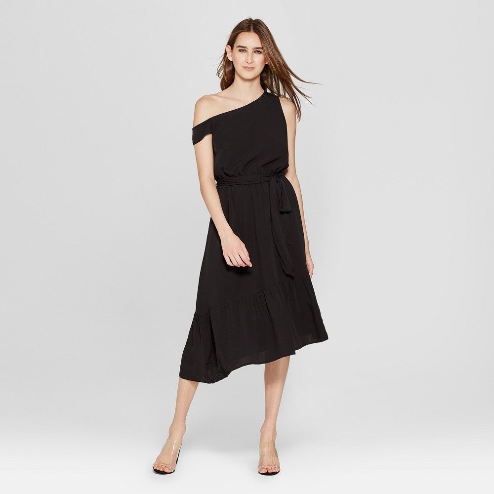 Women's Asymmetric One Shoulder Midi Dress - Mossimo Black XL | Target