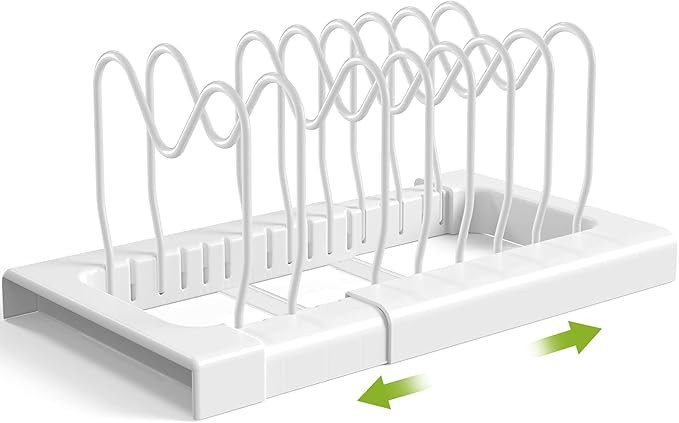 Pot Lid Organizer, Expandable Pot and Pan Lid Organizer Rack Holder with Adjustable Dividers, Kit... | Amazon (US)
