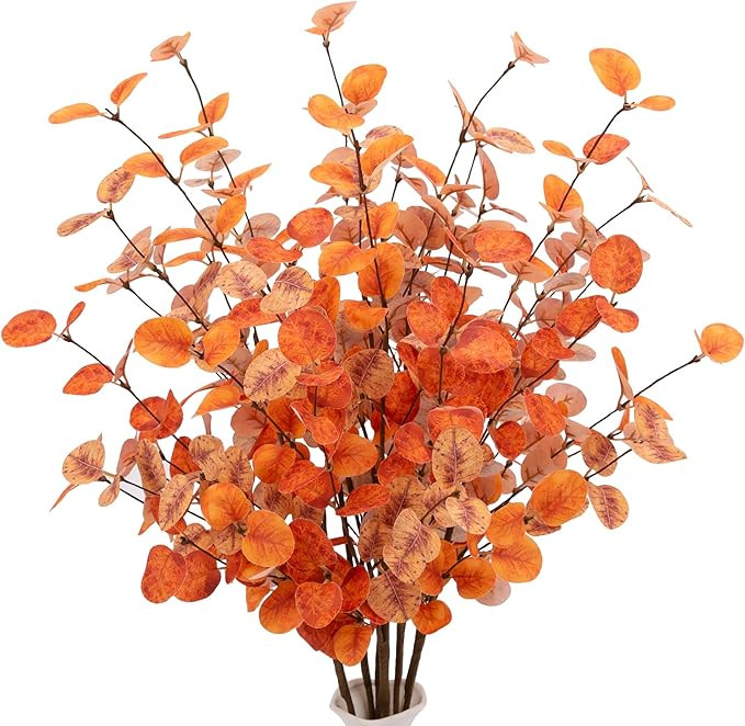 VGIA 6 Pcs Fall Eucalyptus Leaves Artificial Fall Eucalyptus Stems Golden Fall Leaves Spray Fall ... | Amazon (US)