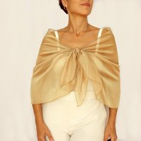 Sheer Iridescent Gold Beige Evening Wrap Shawl, Mother Of The Bride Wedding Cape, Formal Lightweight Cover-Up | Etsy (US)