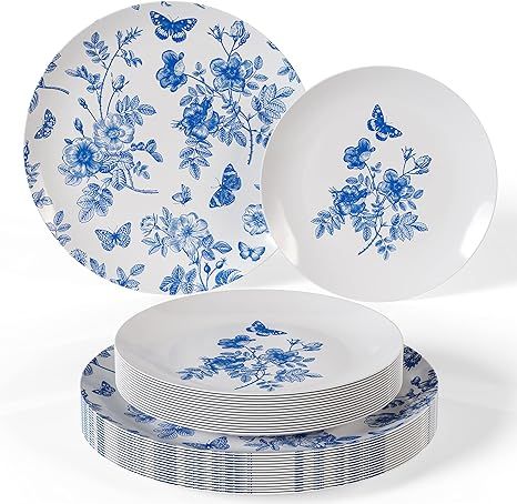Trendables 80 Piece Plastic Disposable Plates Set (40 Guests) I 40 Pcs Of 8 Inch Dessert Plates &... | Amazon (US)
