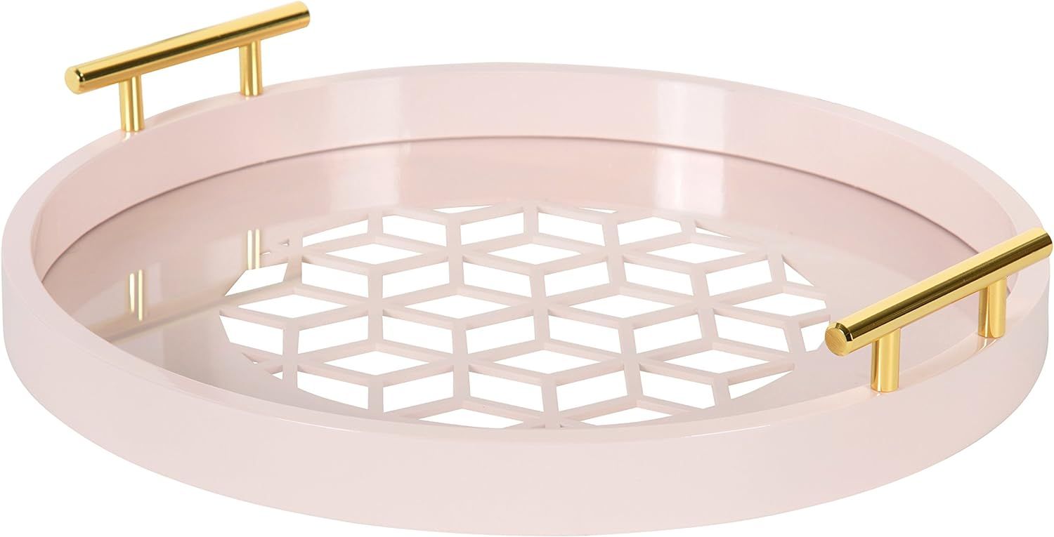 Kate and Laurel Caspen Round Decorative Tray, 15.5" Diameter, Pink | Amazon (US)
