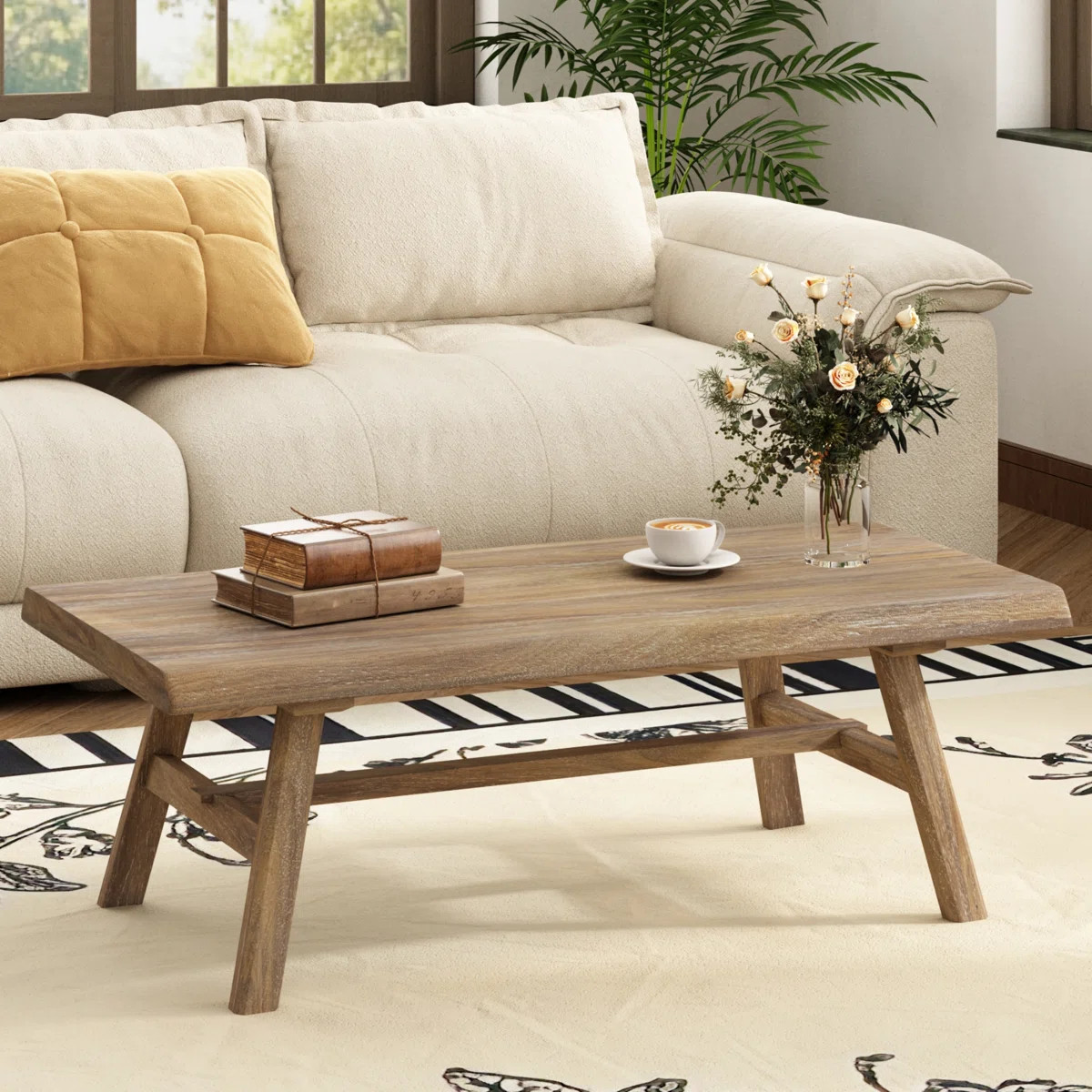 43.3''W Solid Wood Coffee Table Mortise and Tenon Design | Wayfair North America