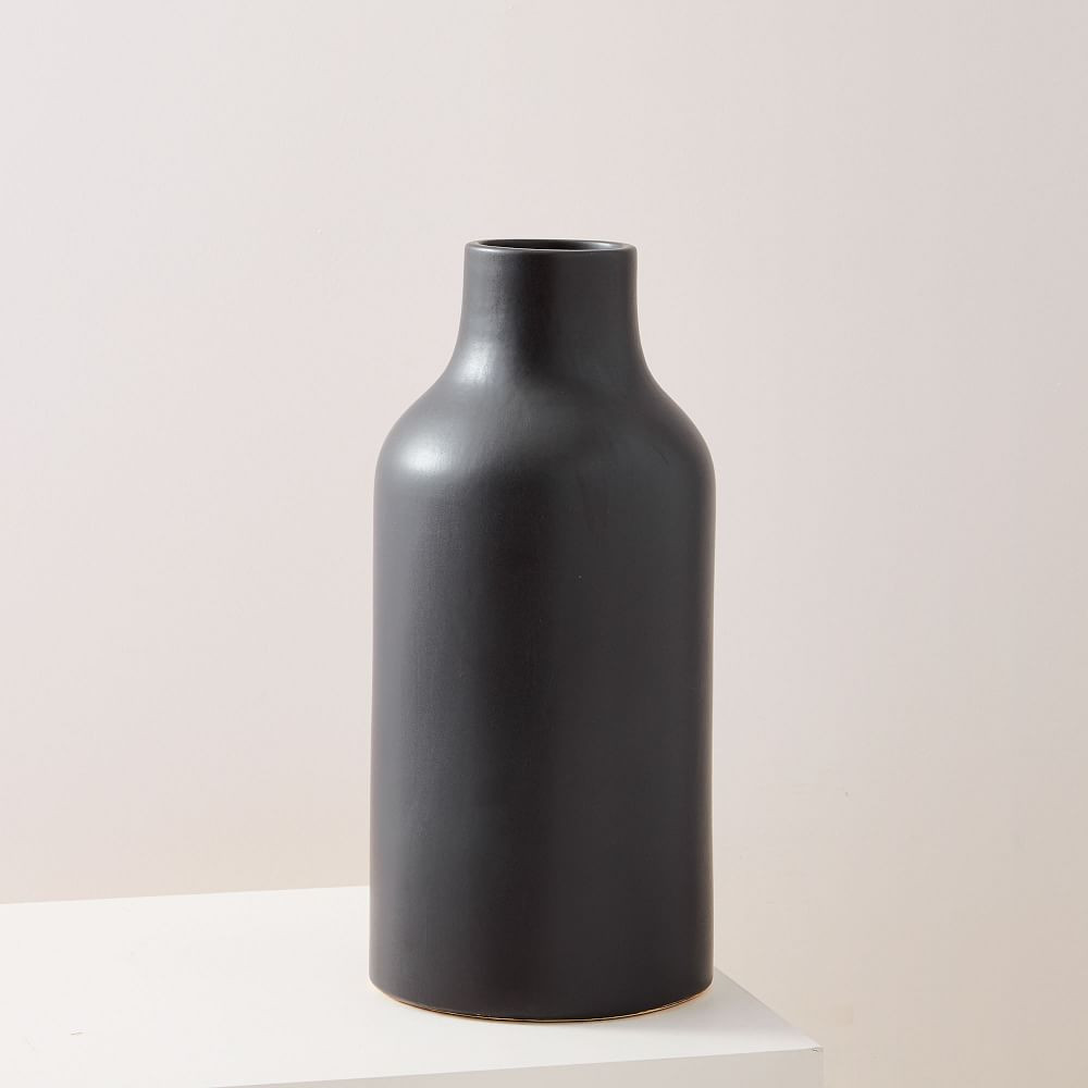 Pure Black Ceramic Vase, Jug&amp;#160; | West Elm (US)