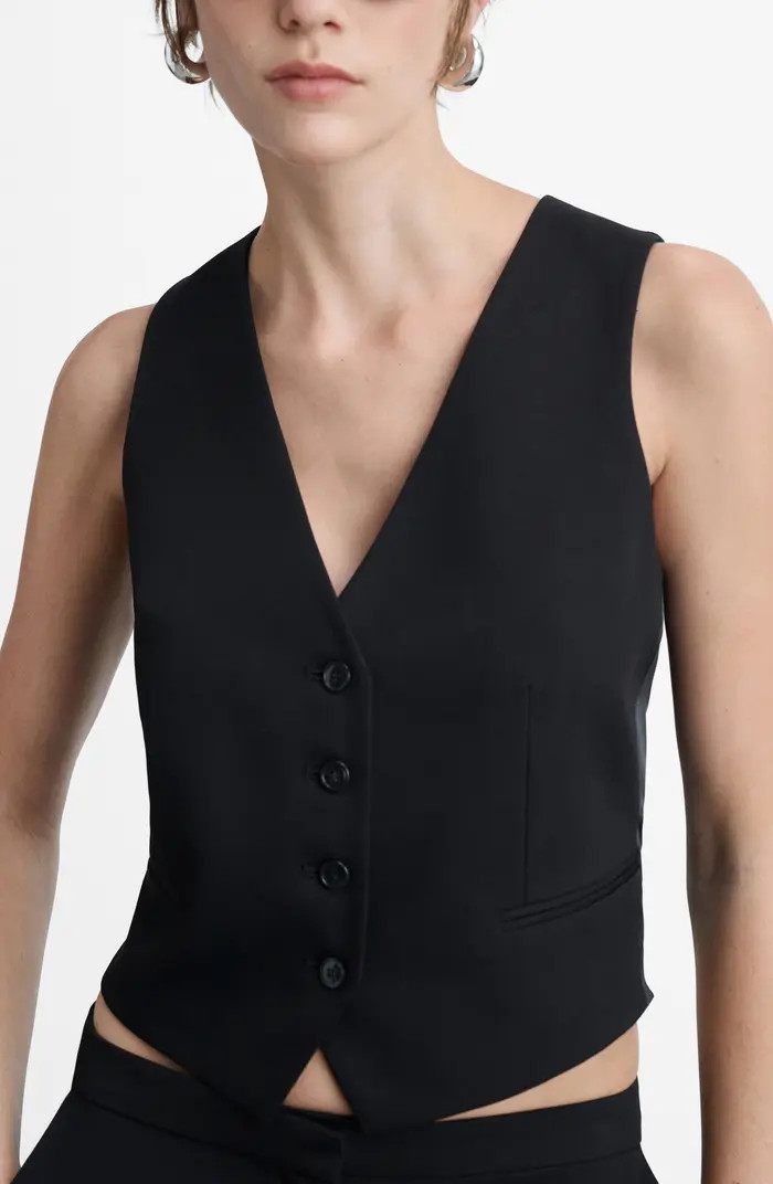 MANGO Stretch Satin Contrast Suit Vest | Nordstrom | Nordstrom