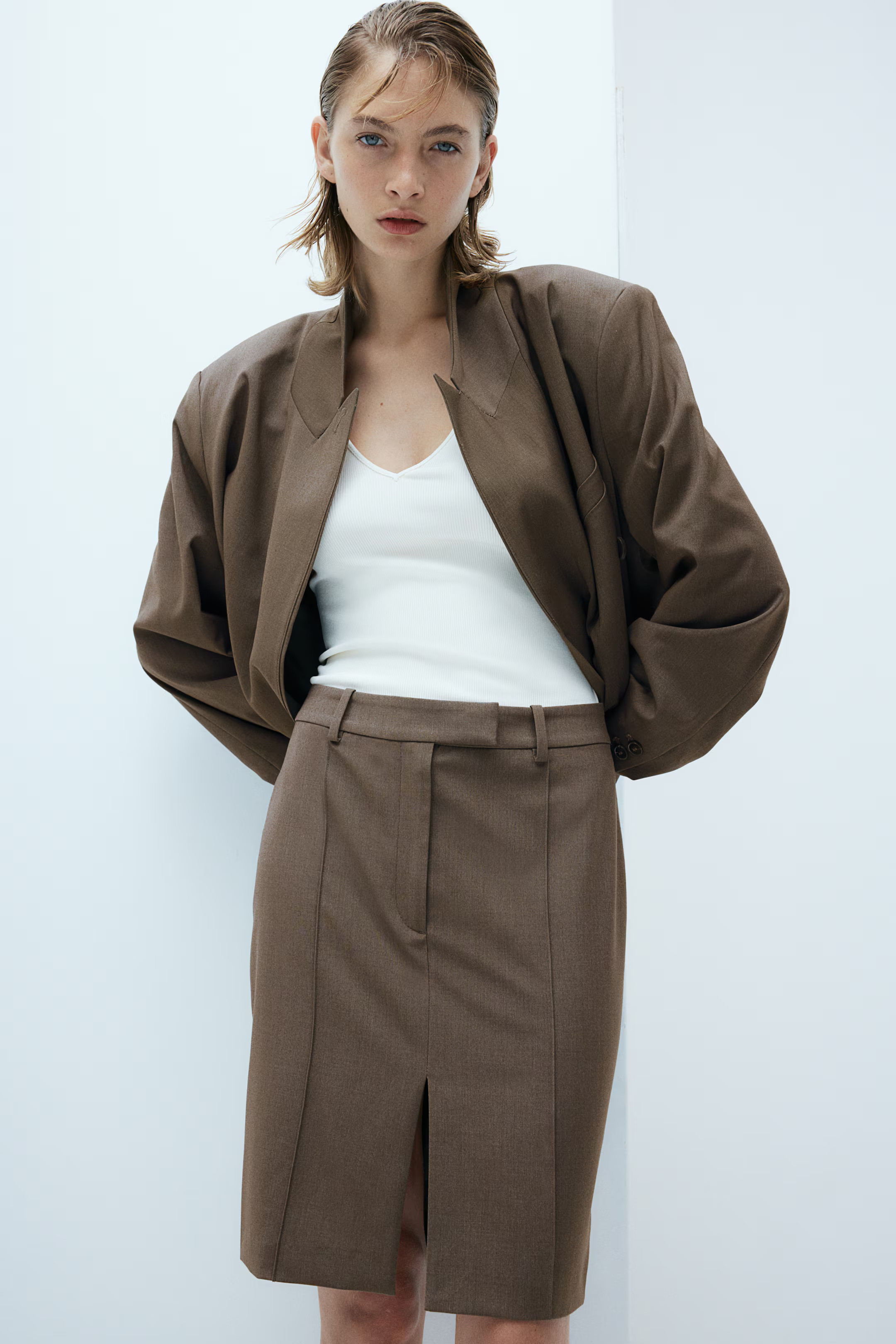 Double-breasted Blazer - Dark taupe - Ladies | H&M US | H&M (US + CA)