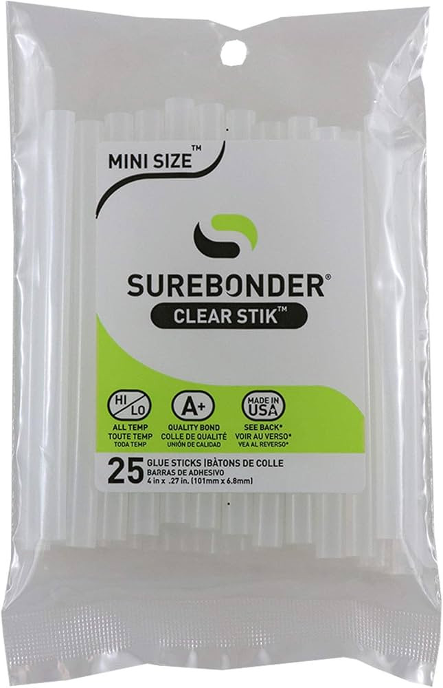Surebonder "Clear Stik" Hot Glue Sticks for All Temperatures - Mini Size 4" L, 5/16" D - 25 Pack ... | Amazon (US)