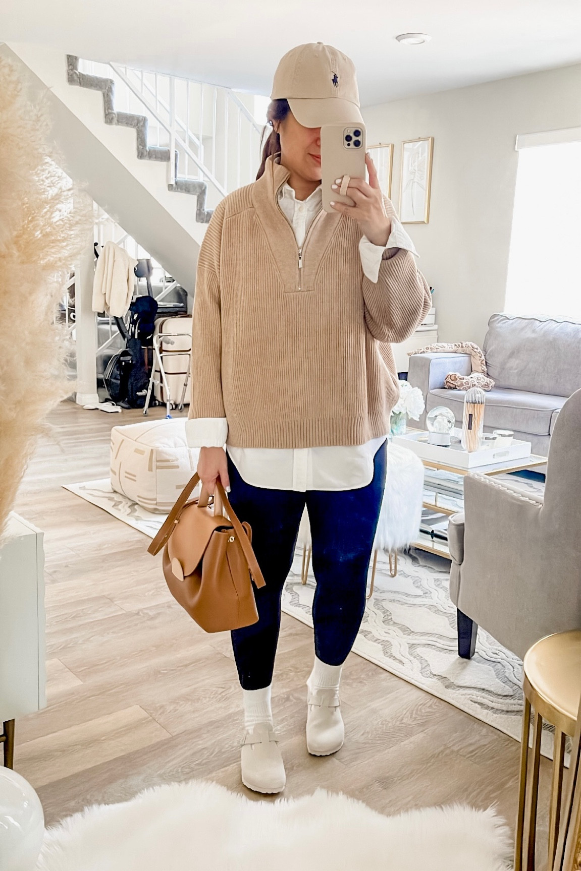 half zip sweater 
birkenstock boston clogs 

#LTKstyletip #LTKshoecrush