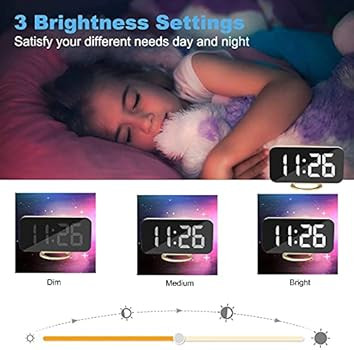 Digital Alarm Clock,LED and Mirror Desk Clock Large Display,with Dual USB Charger Ports,3 Levels ... | Amazon (US)