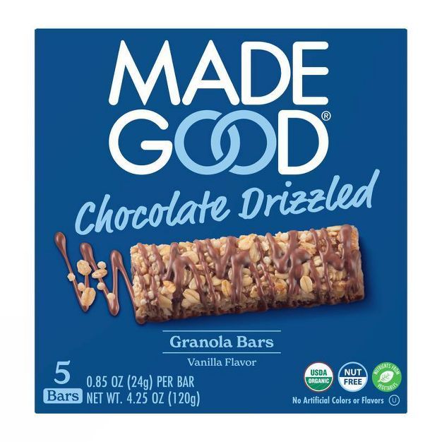 MadeGood Chocolate Drizzled Vanilla Granola Bars - 4.2oz | Target