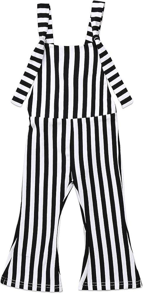 Toddler Kids Baby Girl Stripes Bell-Bottom Jumpsuit Romper Overalls Pants Outfits | Amazon (US)
