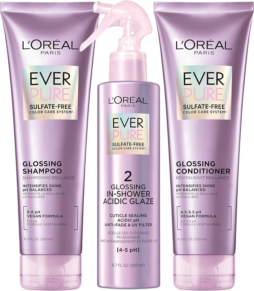 L'Oreal Paris Sulfate Free Glossing Shampoo and Conditioner Set with Hair Treatment, Intensifies ... | Amazon (US)