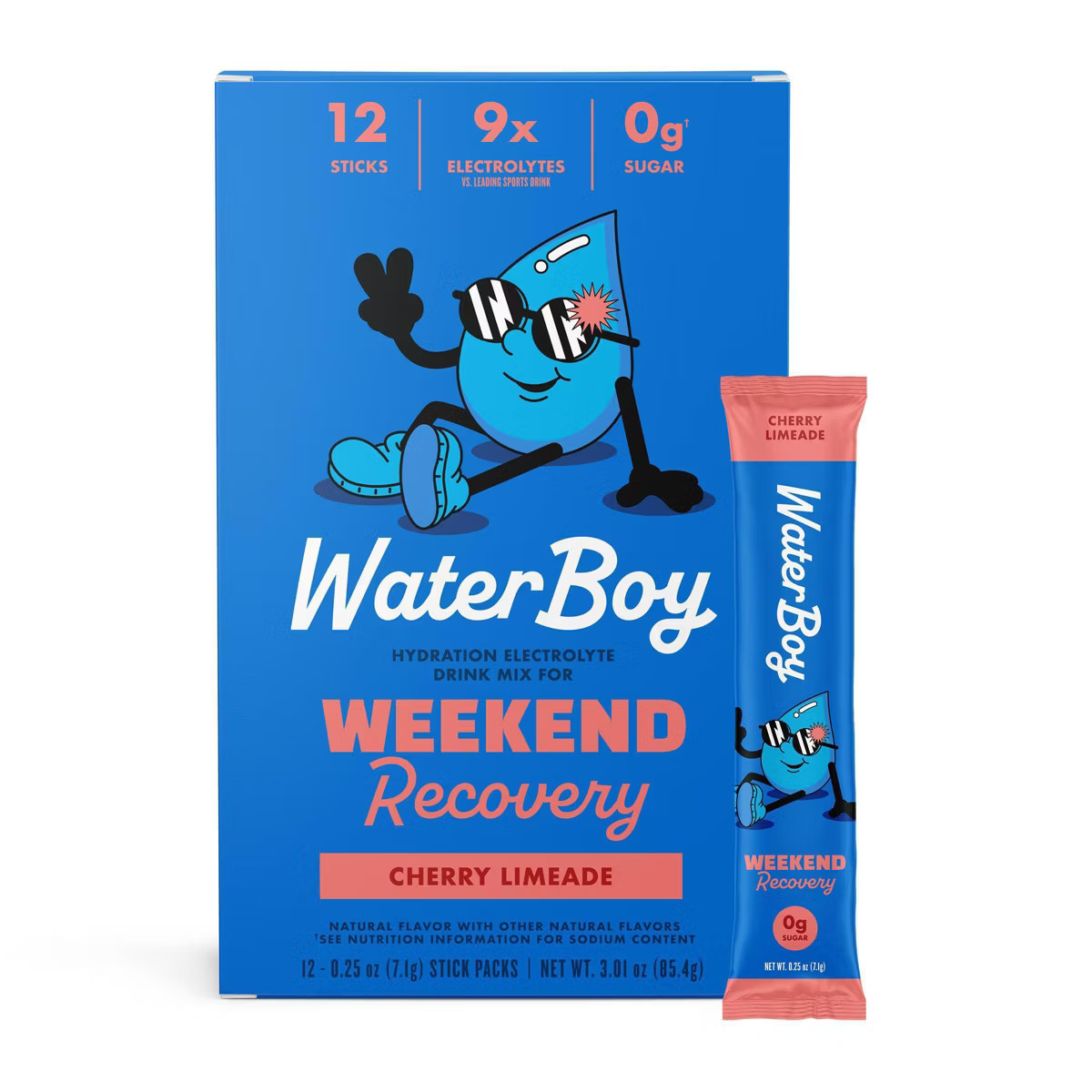 Waterboy Hydration + Weekend Recovery Sports Drink - Cherry Limeade - 3oz/12ct | Target