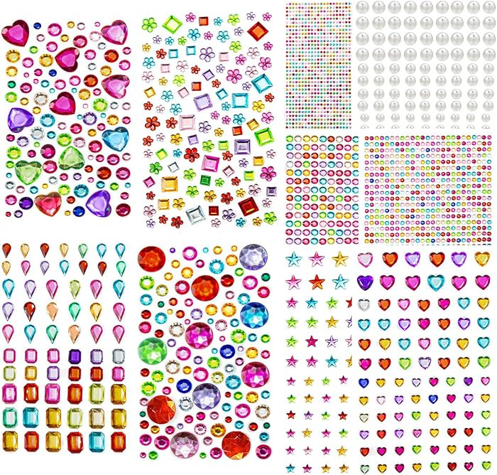 2774PCS Gem Stickers, Self Adhesive Gems for Crafts, Acrylic Bling Heart Sticker, Jewel Stickers ... | Amazon (US)