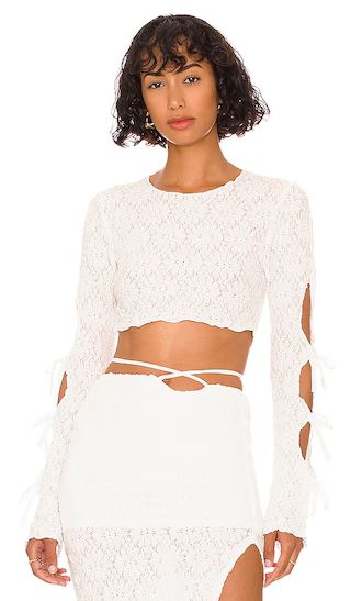 Dianne Crop Top in Ivory | Revolve Clothing (Global)