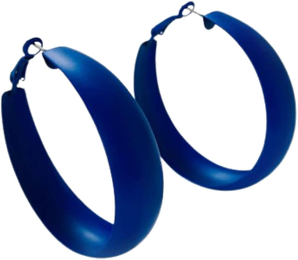 Matte Round Hoop Earrings Large Retro Neon Color Circle Earrings Multicolor Pierced Classic Light... | Amazon (US)