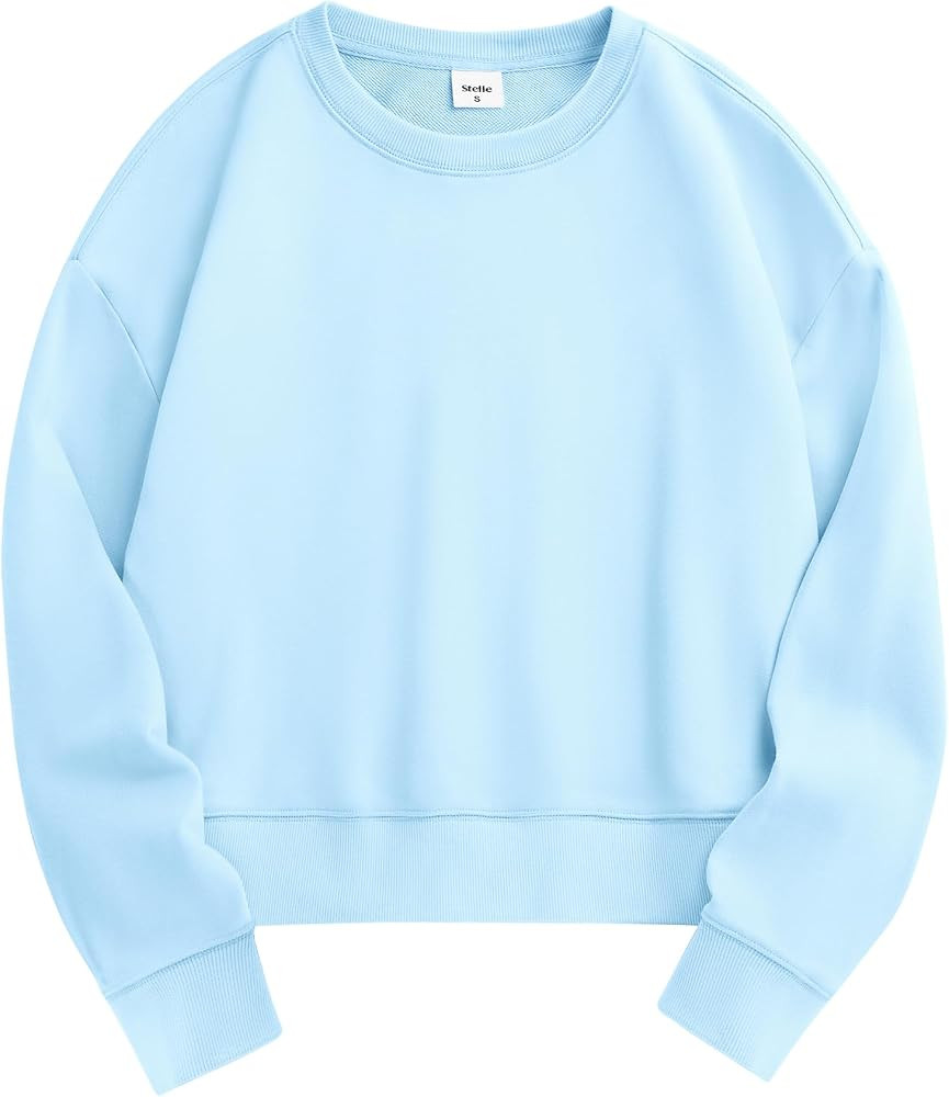 Stelle Cropped Sweatshirts for Women Cotton Long Sleeve Crop Tops Crewneck Pullover Oversized Swe... | Amazon (US)