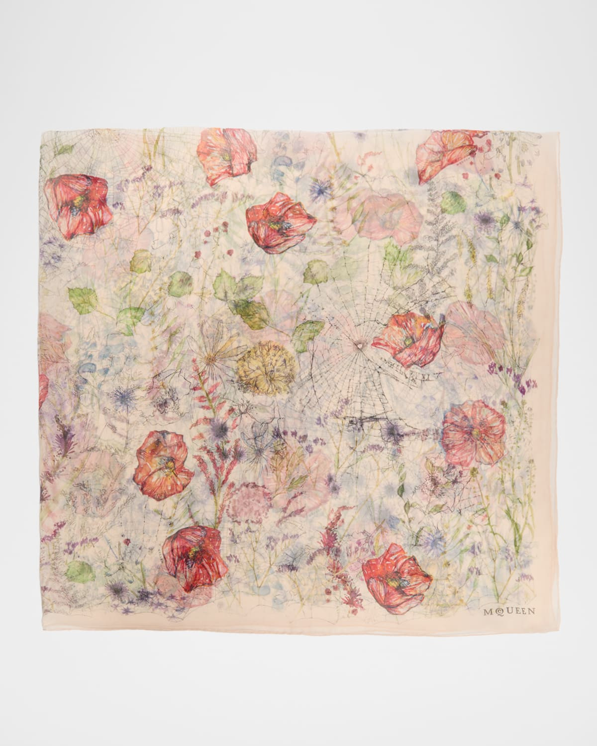 Skull & Spider Floral Scarf | Neiman Marcus