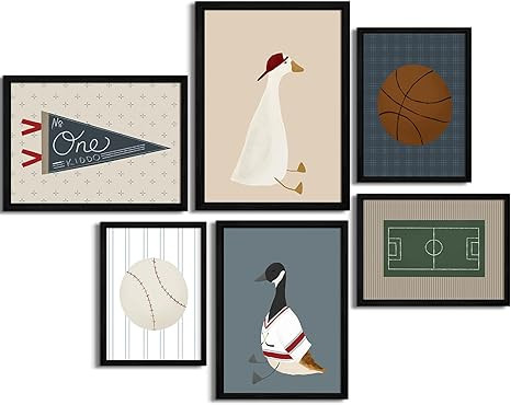 Sports Nursery Wall Art Decor Vintage Boys Room Canvas Pictures Baseball Sport Wall Decor Toddler... | Amazon (US)