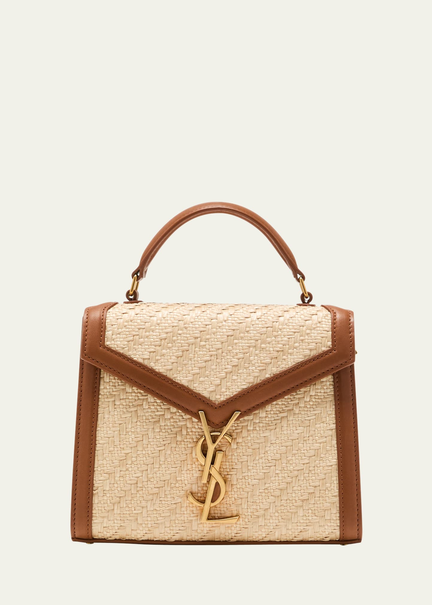 Saint Laurent Cassandra Mini YSL Raffia Top-Handle Bag | Bergdorf Goodman