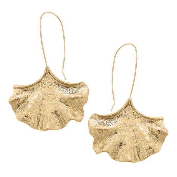 Ellery Ginkgo Statement Earrings in Worn Gold | CANVAS