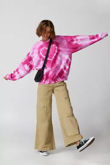 Urban Renewal Remade Heart Tie-Dye Crew Neck Sweatshirt | Urban Outfitters (US and RoW)