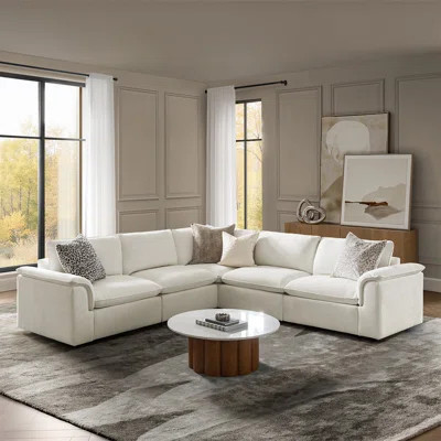 Cioffi 114"W Oversized L Shaped 7 Piece Down Blend Modular Cloud Sectional Sofa with Removable Cushion Cover | Wayfair North America