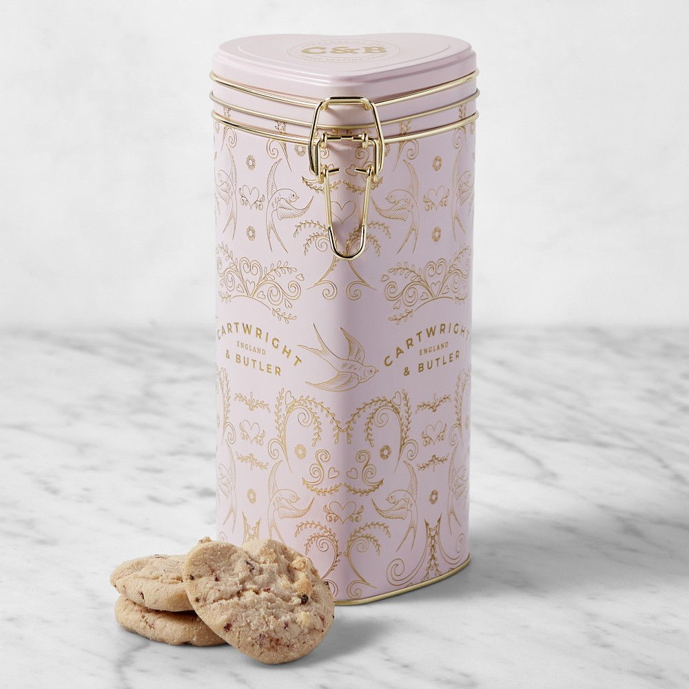 Cartwright & Butler Raspberry & White Chocolate Biscuits in Heart Shaped Tin | Williams-Sonoma