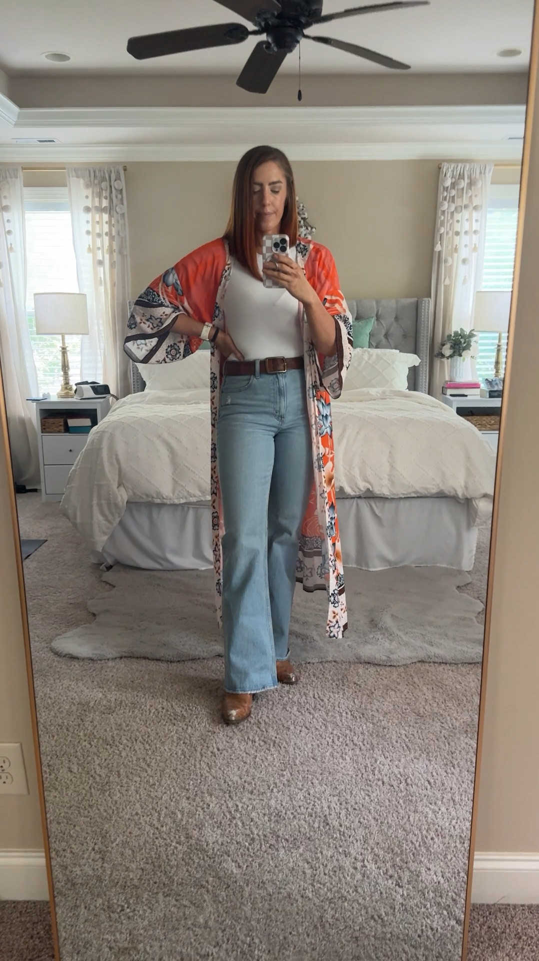 How cute is this kimono? Loving how it adds a pop of color to this everyday outfit. This bodysuit is from Amazon and fits like a glove. The jeans are Abercrombie 90s straight leg jeans and tall girl friendly. 

#LTKSaleAlert #LTKStyleTip #LTKFallSale