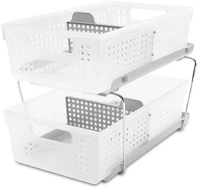 madesmart 2-Tier Organizer, Multi-Purpose Slide-Out Storage Baskets with Handles and Dividers, Fr... | Amazon (US)
