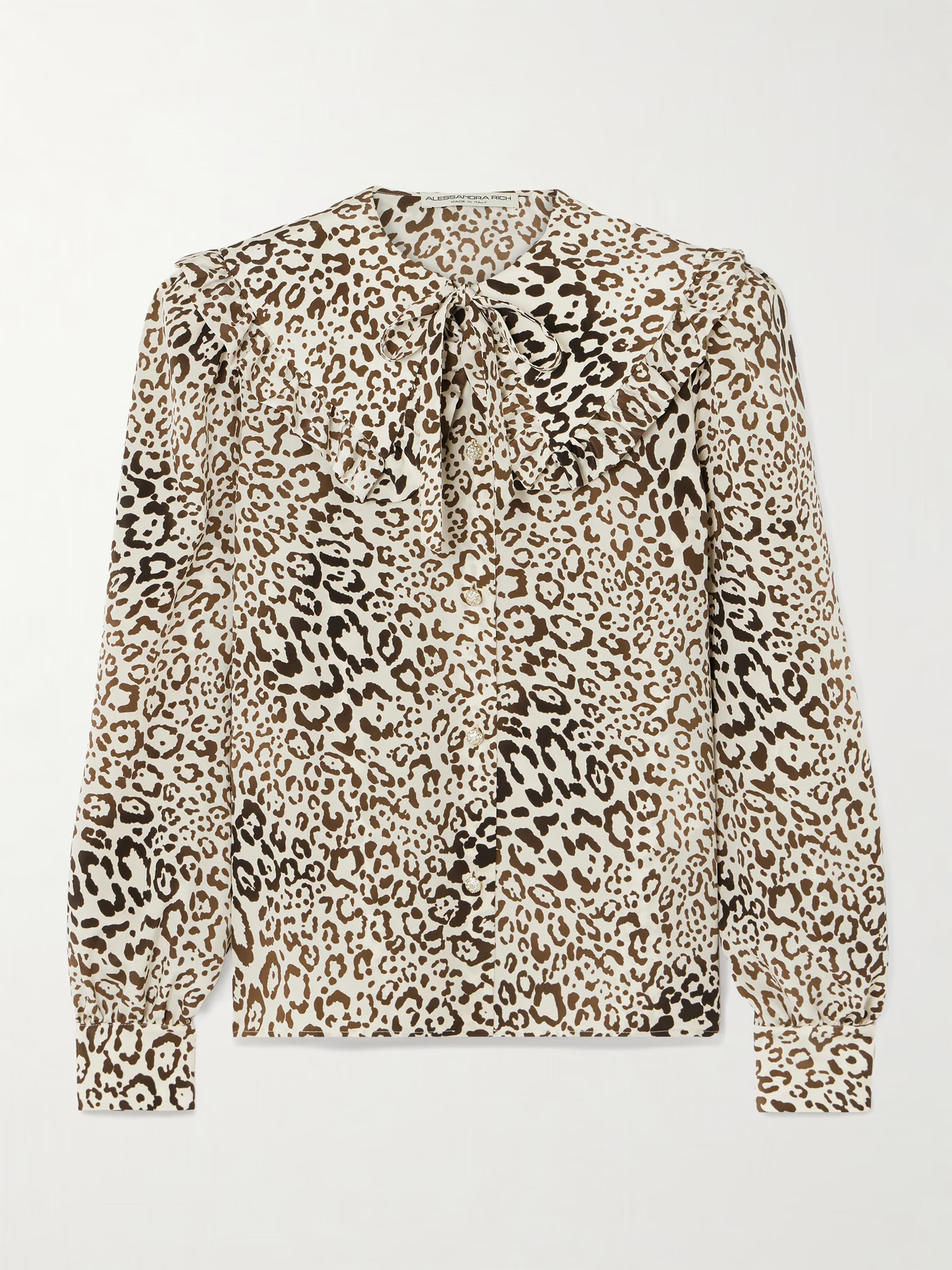 Alessandra Rich - Ruffled Leopard-print Silk Crepe De Chine Blouse - Animal print | NET-A-PORTER (US)
