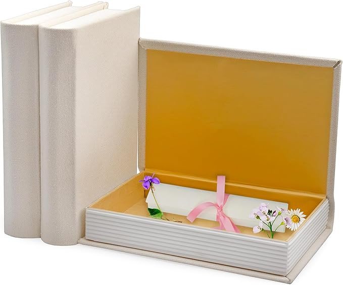 AuldHome Design Faux Book Stack (Cream); Blank Set of 3 Decorative Books for DIY Crafts and Home ... | Amazon (US)