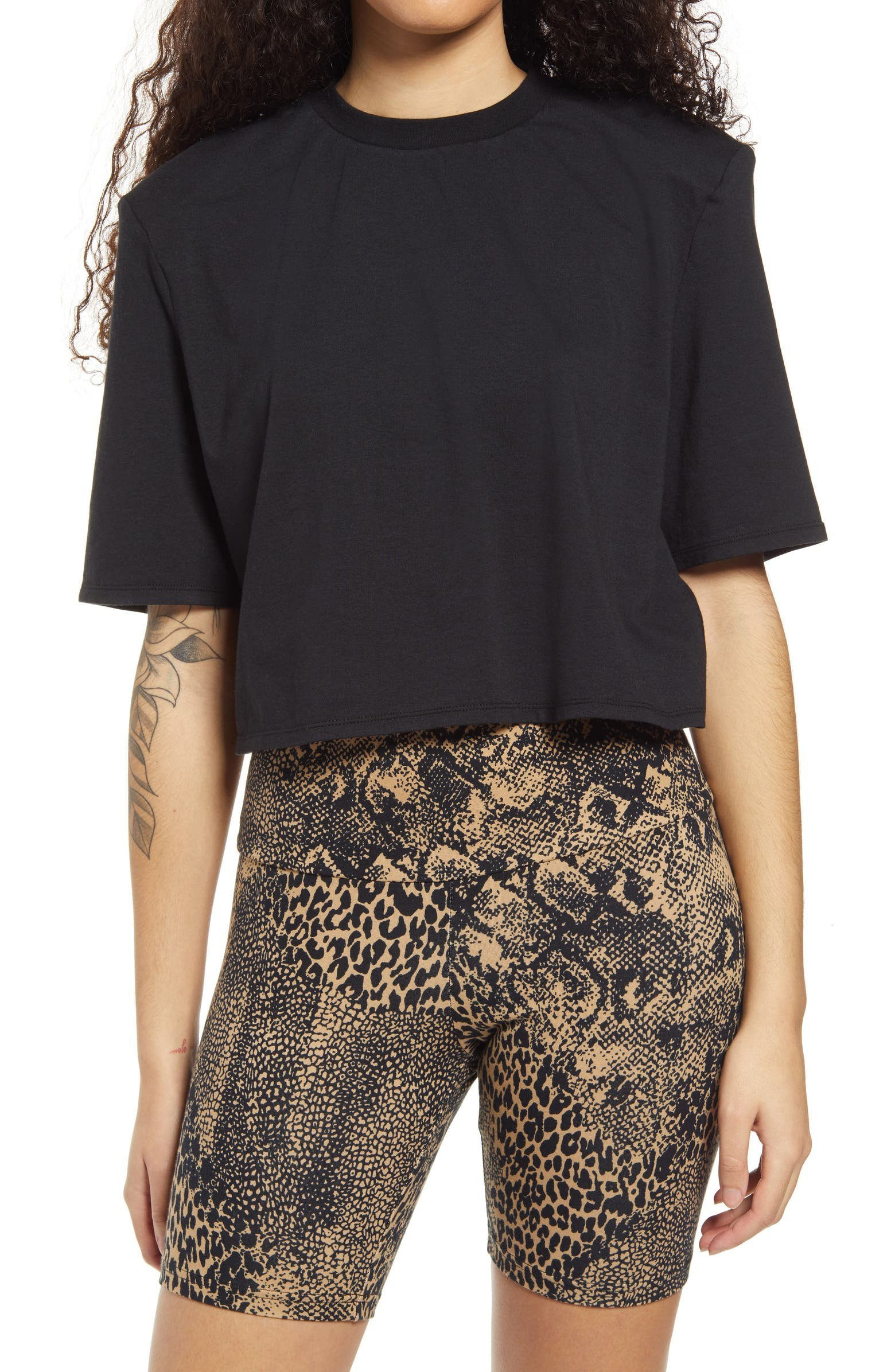 Weylin Shoulder Pad Crop T-Shirt | Nordstrom