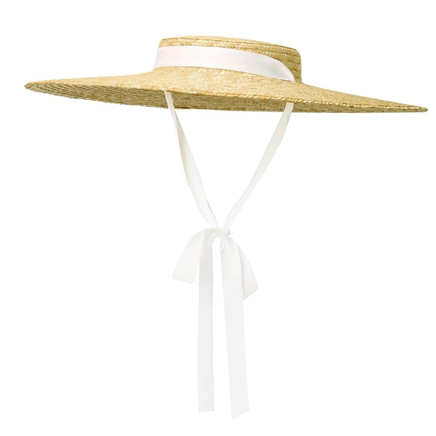 Angxiong Sun Hat Straw Hat Vintage Straw Hat with Large Brim for Women Flat Top Summer Beach Cap ... | Amazon (DE)
