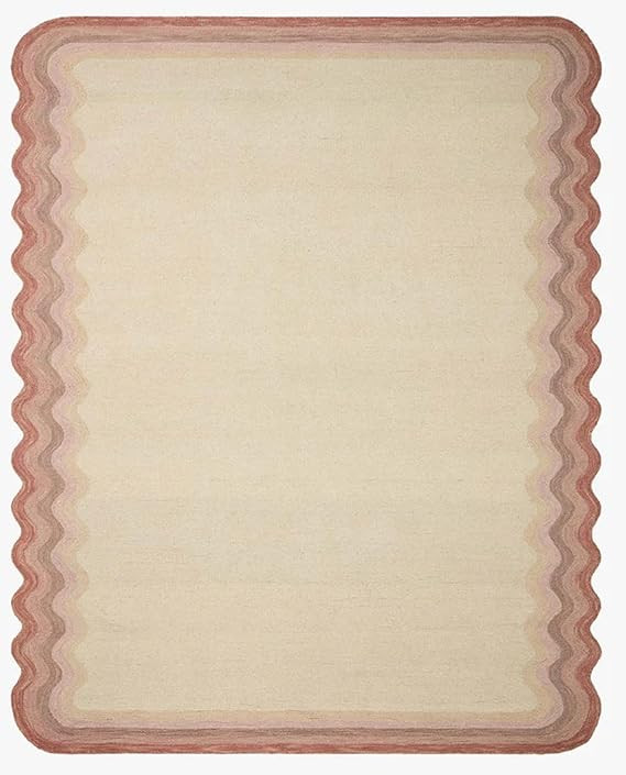 Hand Tufted 100% Wool Rug, Scalloped Edges, Hand Hooked, Modern Ombre Wave Design, Multiple Sizes... | Amazon (US)