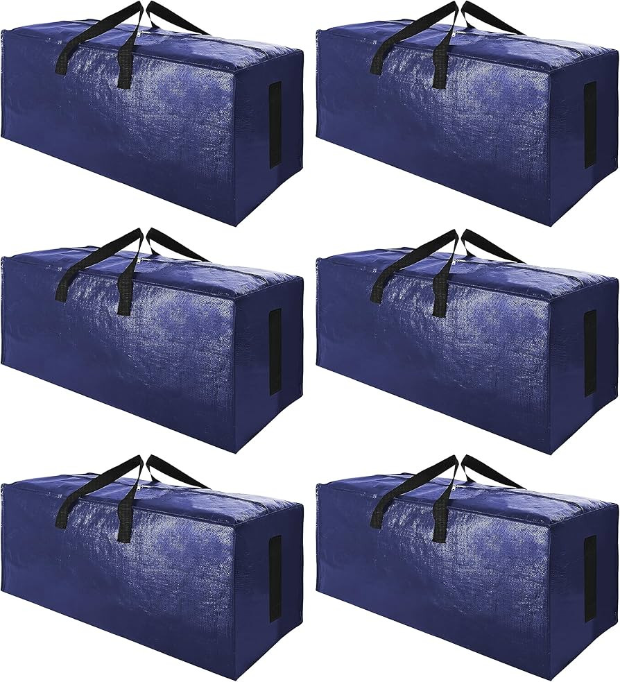 SWEET DOLPHIN 6 Pack Extra Large Moving Bags with Strong Zippers & Carrying Handles, Heavy Duty S... | Amazon (US)