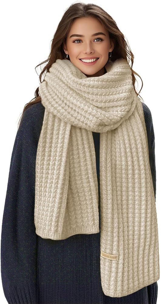 Women's Winter Knit Warm Scarf Super Soft Long Knit Scarves Winter Scarf for Women Cold Weather A... | Amazon (US)