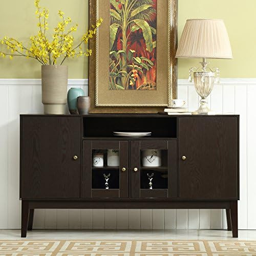Mixcept 60" Modern Solid Wood Sideboard Buffet Table Storage Cabinet Tall Console Table with 4 Do... | Amazon (US)