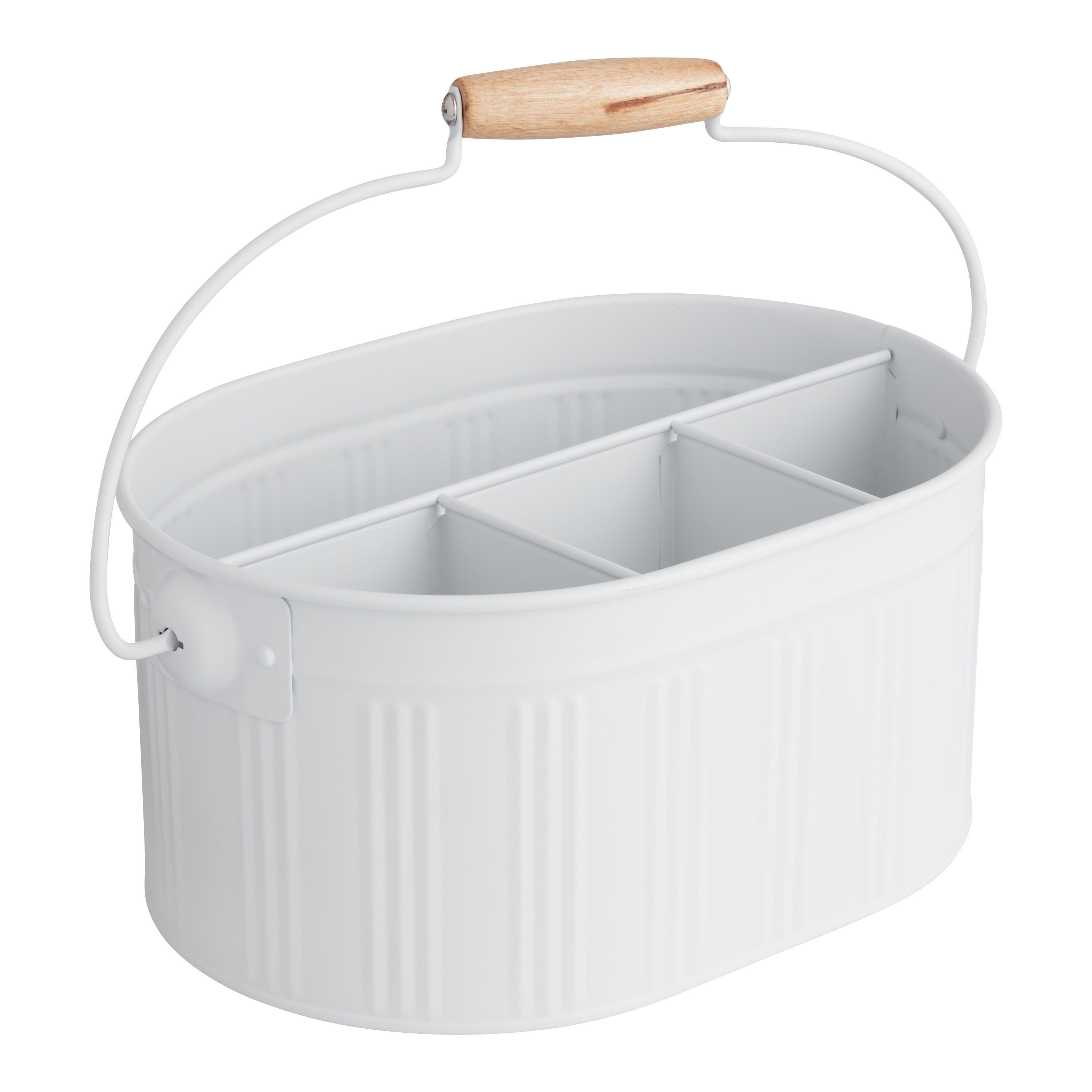 White Galvanized Steel Flatware Caddy | World Market