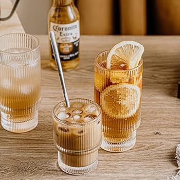 Glass Cups Vintage Glassware, Origami Style Transparent Cocktail Glasses Set, Bar Beverages Ice Coff | Amazon (US)