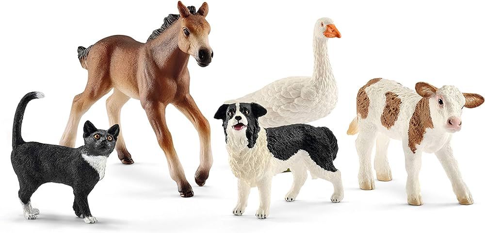 Schleich Farm World Realistic Farm Animal Figurines - 5pc Kids Educational Farm Barn Toys with Re... | Amazon (US)
