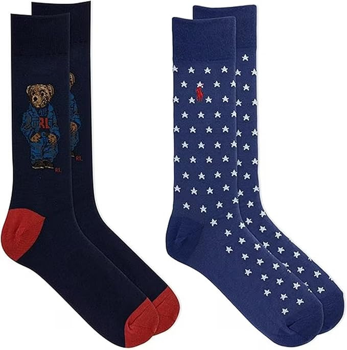 POLO RALPH LAUREN Big & Tall Heart Polo Bear-Pattern Dress Socks 2-Pack, Multi, 13-16 Big Tall | Amazon (UK)