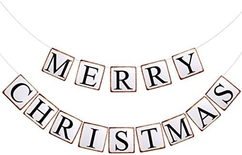TINKSKY Merry Christmas Garland Banner Paper Banner Garland 14 Flags for Christmas Party Decorati... | Amazon (US)