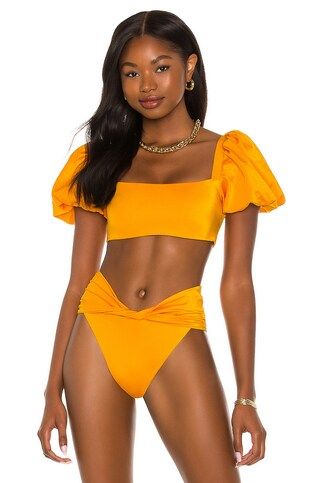 Agua Bendita Calista Arabella Bikini Top in Yellow from Revolve.com | Revolve Clothing (Global)