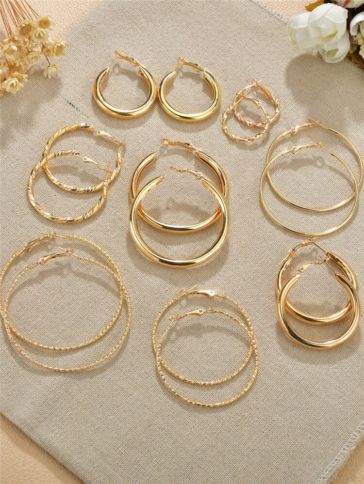 8pairs Round Hoop Earrings | SHEIN